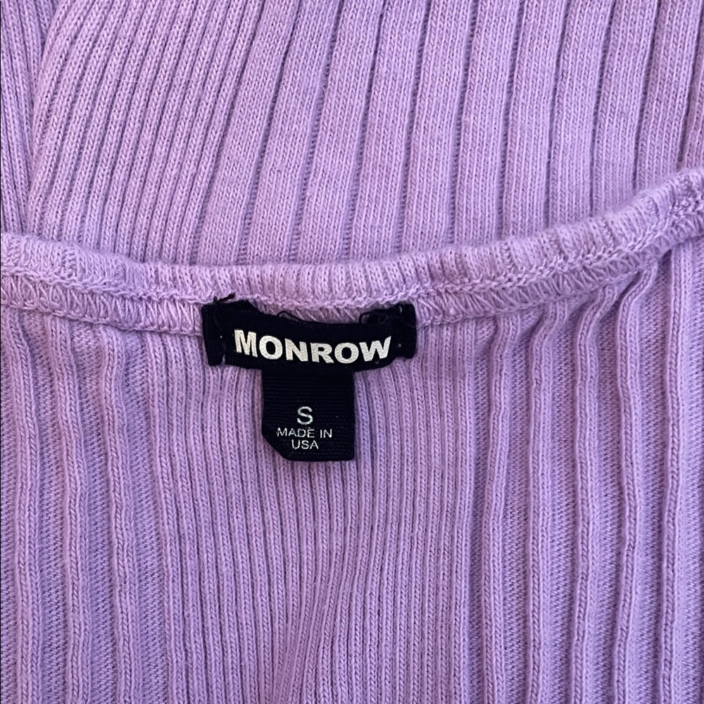 Monrow Lilac Ribbed Cross-Neck Halter Top - Picture 5 of 6
